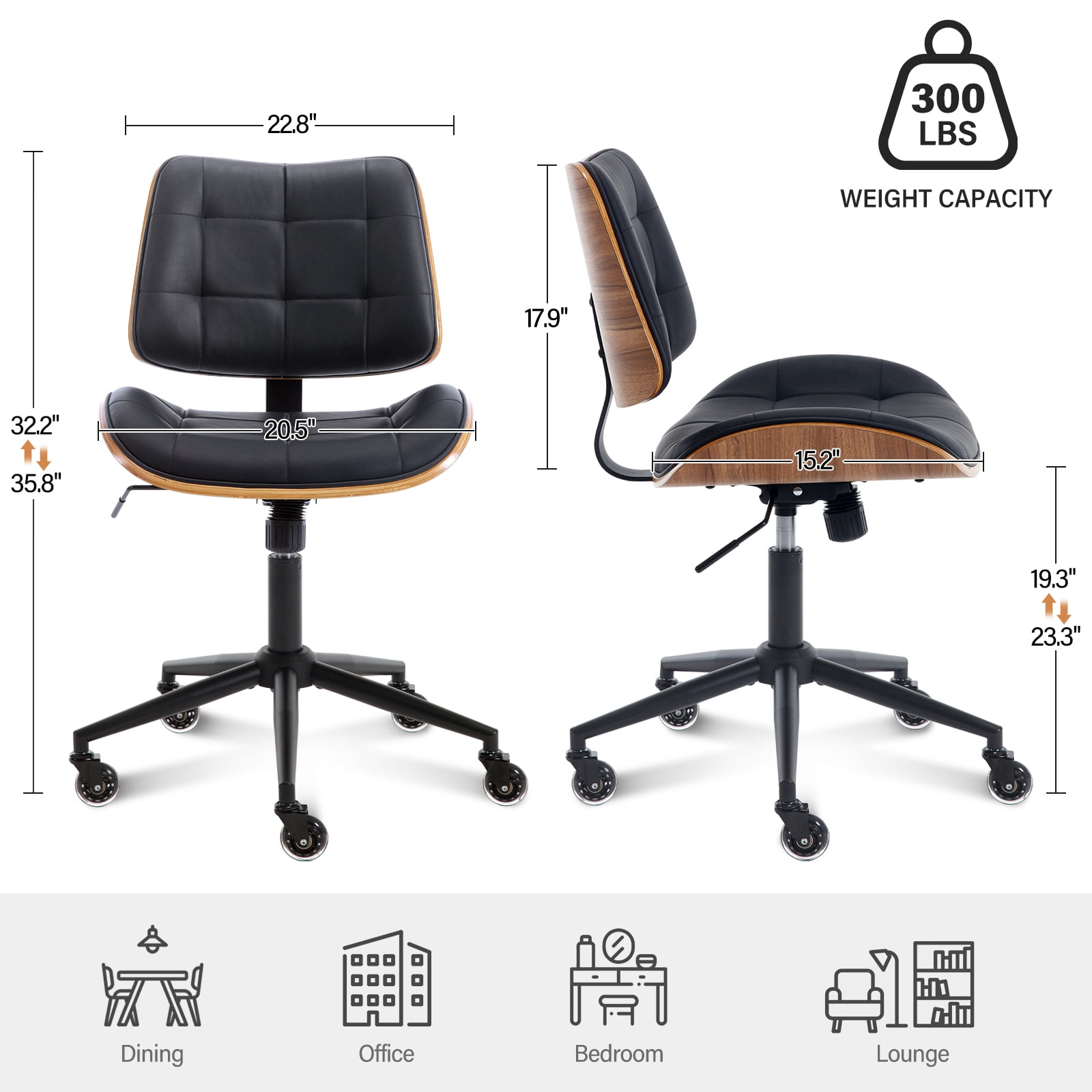 BFZ Height Adjustment and 360 Degree Rotation Office Desk Chair, Green