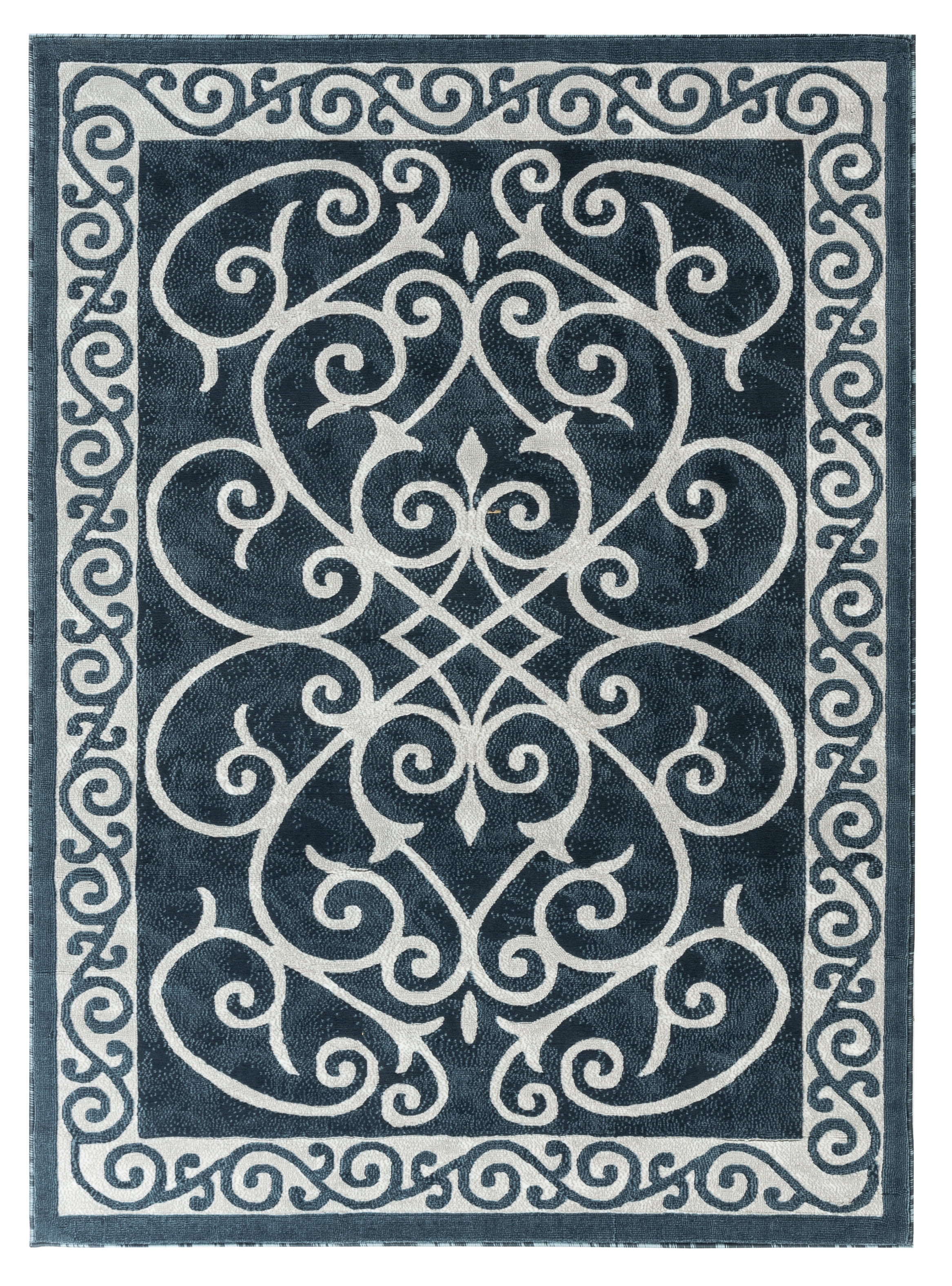 Newport Collection Blue, Light Gray Traditional Area Rug