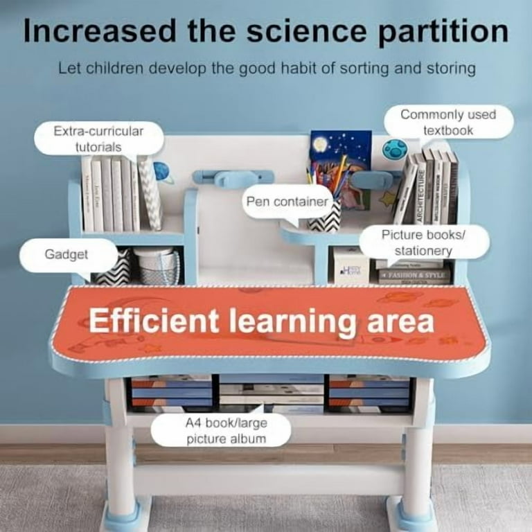 Kids Desk And Chair Set, Height Adjustable Children Study Desk, Golden U2013 Grand Goldman