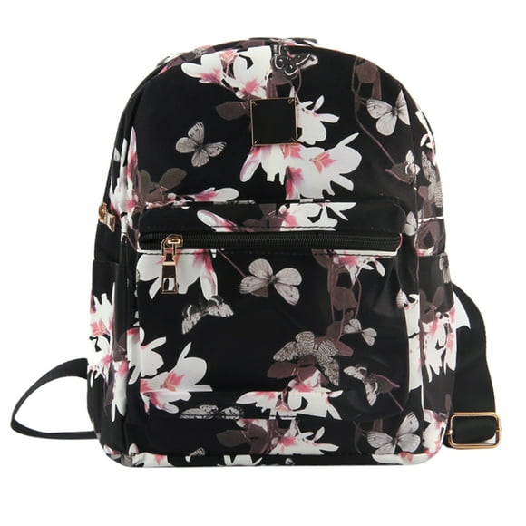 Coofit Women Backpack Floral Printed Faux Leather School Bookbag Travel Shoulder Bag for Women Girls Ladies