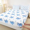 thumbnail image 5 of spefrowx Cartoon Blue Bow Queen Sheets for Girls, Watercolor Floral Queen Sheet Sets, 4pcs, 1 Flat Sheet, 1 Fitted Sheet and 2 Pillowcases, 5 of 6