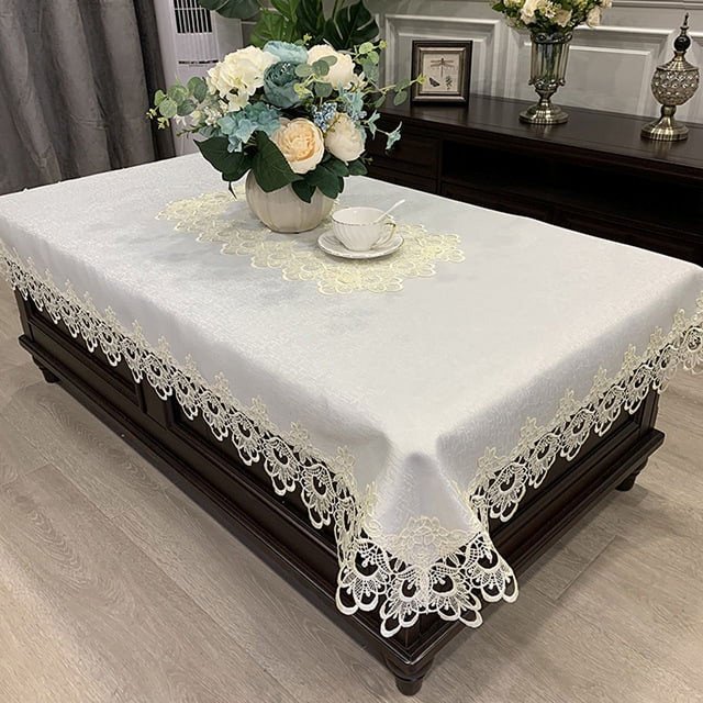 Luxury Tablecloth Embroidery Lace Rectangle Table Cover Flower Elegant Hollow Out Table Cloth Towels Dining Table Decoration