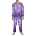 thumbnail image 3 of Naloa Snowfall Sky White Purple Men’s Pajamas Set - Long Sleeve Button Down Sleep Shirt and Pajama Bottoms Sleepwear Set-X-Large, 3 of 7