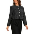 thumbnail image 4 of INSPIRE CHIC Plaid Tweed Jacket for Women's Crew Neck Button Up Elegant Work Jackets, 4 of 6
