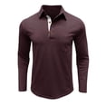 thumbnail image 4 of UVEASISHA Mens Workout Golf Shirts Cotton Casual Long Sleeve Polos Shirts Button Up Collared T-Shirt Comfy Casual Business Work Shirts with Pocket Sales Today,Purple,M, 4 of 8