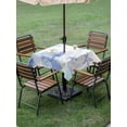 thumbnail image 4 of Outdoor Tablecloth with Umbrella Hole for Patio/Picnic/Party/Camping, Purple Coastal Waterproof Table Cloth Square Cover Washable, Summer Ocean Coral Jellyfish Seahorse Starfish (60"x 60"), 4 of 8