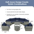 thumbnail image 3 of 9 Pieces Outdoor Patio Sectional Sofa Set, All Weather Furniture Sets Half-Moon Sofa Set with Pillows, Wicker Sofa Set for Backyard Patio Garden, Blue+Grey, 3 of 9