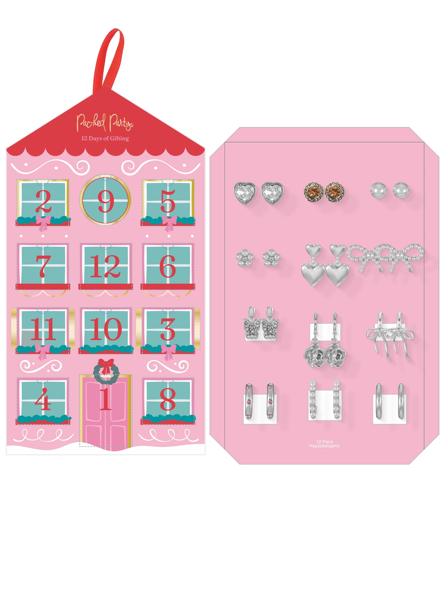 Packed Party Silvertone Earring Set Advent Calendar