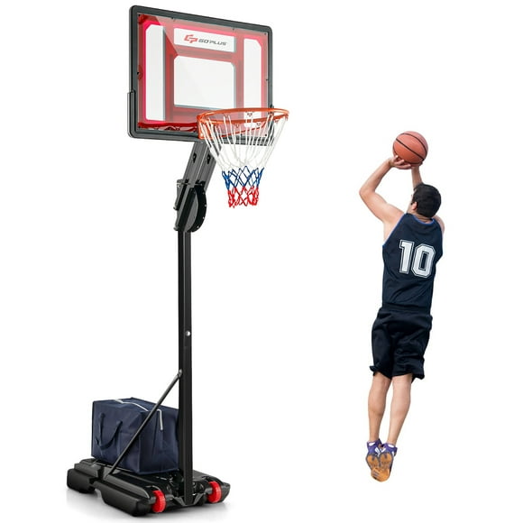 Goplus Portable Basketball Hoop System 5-10 FT Adjustable with Weight Bag Wheels Outdoor