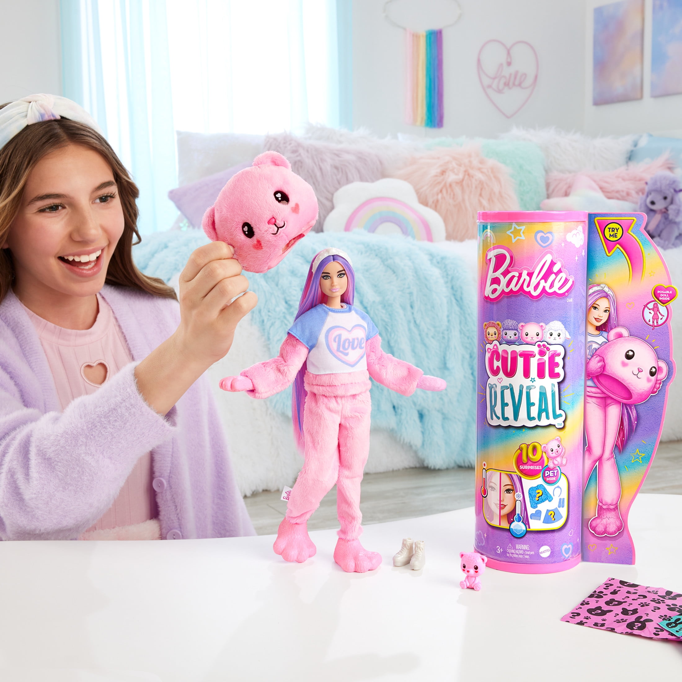 Barbie, Doll, Posable with Long, Purple-Streaked Pink Hair