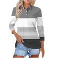 thumbnail image 2 of Ayolanni Plus Size Womens Tops Long Sleeve Striped Gray Pullover Collared Polos Shirts for Girls 5x, 2 of 5