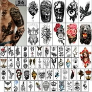 Yazhiji 56 Sheets Temporary Tattoos Stickers , 11 Sheets Half Arm Shoulder Tattoos for Men or Women with 45 Sheets Tiny Fake Tattoo