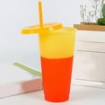 thumbnail image 4 of Cheers.US 2 Pcs/Set Color Changing Cups Blank Cups Reusable Tumbler with Lids and Straws,BPA Free Reusable Plastic Cold Drink Cups with Lids and Straws, Smoothie Cups,Party Cups, 4 of 7