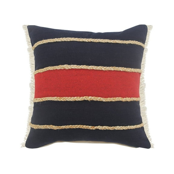 LR Home Atlantis Americana Striped Throw Pillow with Jute Braiding