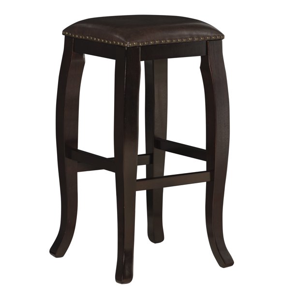 Linon San Francisco Backless Wood Bar Stool, 30" Seat Height, Wenge