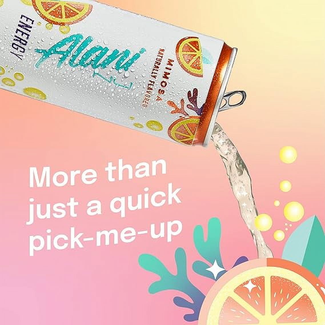 Alani Nu MIMOSA Sugar Free, Low Calorie Energy Drinks | 200mg Caffeine | Pre Workout Performance with Antioxidants | Biotin B Vitamins | Zero Sugar | 10 Calories | 12 Fl Oz Cans (12 Pack)