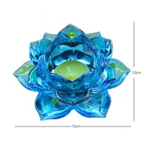 Candles & Holders - Candles and Candle Holders - 8 Colors Crystal Glass Lotu Flower Candle Tea Light Holder Buddhist Candlestick - 1 Candle Holder