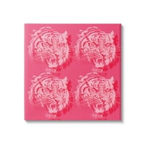 Stupell Industries Pink Roaring Tigers Animals & Insects Painting Gallery Wrapped Canvas Art Print Wall Art, 17 x 17