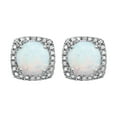 thumbnail image 2 of 925 Sterling Silver Round 6mm Opal Polished Opal and .015 Dwt Diamond Earrings Jewelry for Women, 2 of 4