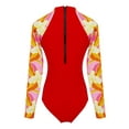 thumbnail image 5 of Seyurigaoka Women Summer Monokini Swimsuit Floral Print Long Sleeves Back Zipper High Cut Plus Size Swimwear, 5 of 7