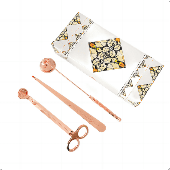 Noneea 3 in 1 Candle Accessory Set - Candle Wick Trimmer, Candle Snuffer, Wick Dipper, Candle Care Kit with Gift Packaging ( Rose Gold)