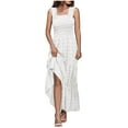 thumbnail image 1 of Birdeem Womens Sleeveless Extra Long Solid Shoulder Strap Dot Tank Top A-Line Hem Layered Dress, 1 of 5