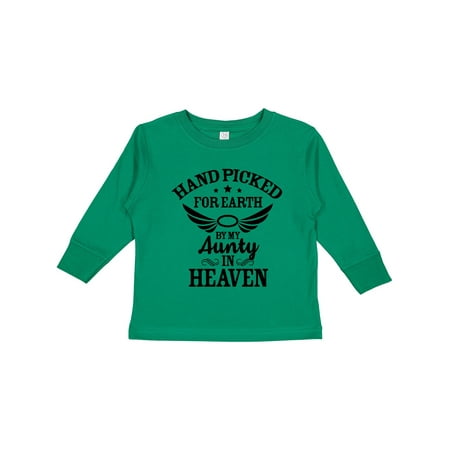 

Inktastic Handpicked for Earth By My Aunty in Heaven with Angel Wings Boys or Girls Long Sleeve Toddler T-Shirt