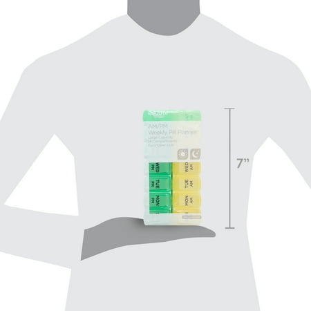 Equate AM/PM Weekly Pill Planner, 7.5-Inch – Medication Organizer