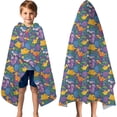 thumbnail image 3 of Colorful Dinosaurs Floral Motifs Pattern Hooded Bath Towel，60"x35" for Ages 3 To 12 Kids, Quick Dry Lightweight Soft Microfiber Hood Beach Towel Cover Up for Kids, 3 of 7