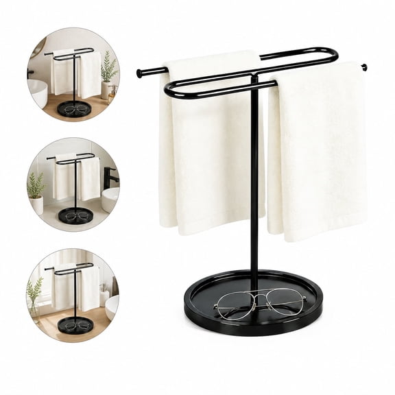 S-Shaped Free Standing Hand Towel Holder, Countertop Towel Rack with Wide Base, No Drill Tool-Free Towel Stand for Bathroom, Kitchen and RV