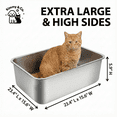 thumbnail image 3 of Kimmy&Co. Caja de Arena para Gatos Extra Grande de Acero Inoxidable con Lados Extra Altos (5,9"), Bandeja a Prueba de Olores y Antiadherente para una Fácil Limpieza, 23,4" x 15,6", 3 of 11