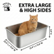 thumbnail image 3 of Kimmy&Co. Caja de Arena para Gatos Extra Grande de Acero Inoxidable con Lados Extra Altos (5,9"), Bandeja a Prueba de Olores y Antiadherente para una Fácil Limpieza, 23,4" x 15,6", 3 of 11