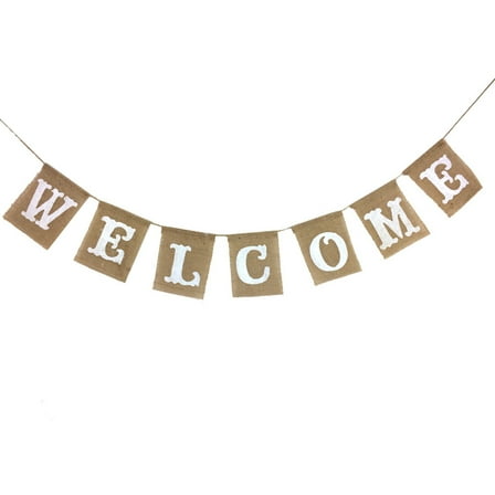 FUEENIRVA large welcome banner decorations Burlap Decoration Festival 1 Set