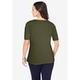 thumbnail image 3 of Jessica London Women's Plus Size Stretch Cotton Square Neck Tee, 3 of 6