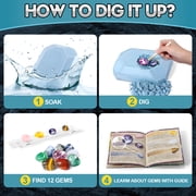 Piano Potato Gems Dig Kit for Kids, STEM Science Toy with 12 Genuine Gemstones - Archaeology Excavation Kit Includes Keychain & Display Stand, Educational Gift for Boys & Girls Ages 6+