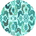 thumbnail image 1 of Ahgly Company Machine Washable Indoor Round Abstract Turquoise Blue Contemporary Area Rugs, 8' Round, 1 of 4