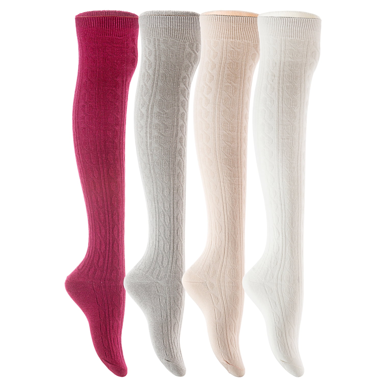 Lian LifeStyle Womens 4 Pairs Knee Length Cotton Socks Size 7-9 