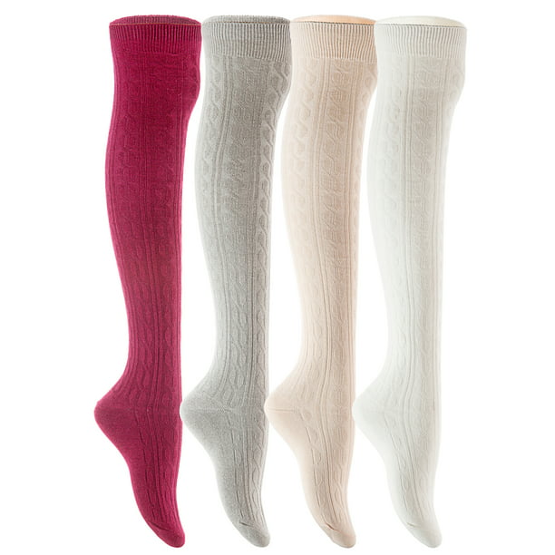 Lian LifeStyle - Lian LifeStyle Women's 4 Pairs Knee High Cotton Socks ...