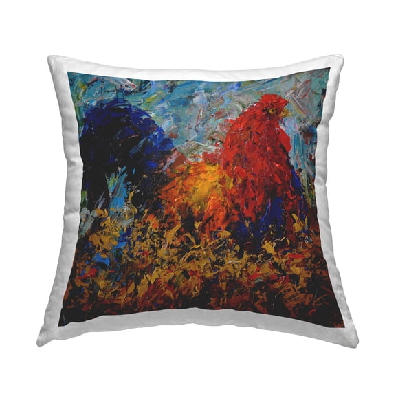 Stupell Industries Impressionist Rooster Farm Animal Abstract Design Design by Joseph Marshal Foster Throw Pillow