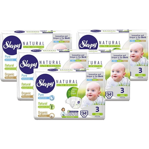 Sleepy Natural Diapers Size 3 Plus Organic Diapers Highly Absorbent