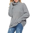thumbnail image 2 of Fgnfyis et Chandail Tricoté à Col Roulé Rayé Décontracté d'Hiver pour Femmes, Confortable et Chaud, Chandails d'Automne pour Femmes Gris P, 2 of 5