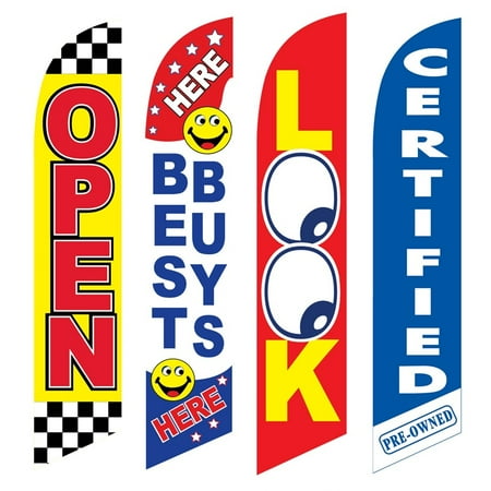 4 Advertising Swooper Flags Open Best Buys Here Look Certified Pre Owned