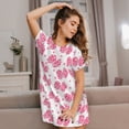 thumbnail image 3 of Zufioo pink polka dot bows Print Women's Nightgown, Round Neck Short-sleeved Pajamas, Home Wear Suitable for Home and Outing, 3 of 6