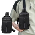 thumbnail image 4 of WRKEKC Sac Bandoulière Imperméable pour Extérieur avec Port USB, Sac de Poitrine Léger en Polyester pour Randonnée, Sangle Réglable et Multiples Poches, 4 of 6