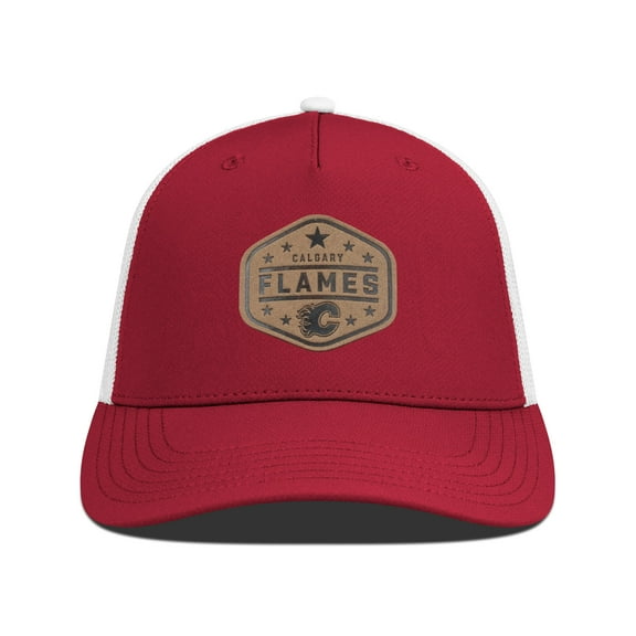 Men's Levelwear  Red Calgary Flames Faux Leather Patch Structured Adjustable Hat