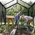 thumbnail image 5 of Seizeen 6x10FT Outdoor Greenhouse, Walk-in Green House Polycarbonate, Aluminium Frame Plant House for Gardening, with Adjustable Vent, 8 Supports, 62’’H Sliding Door, Silver, 5 of 11