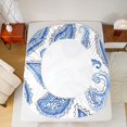 thumbnail image 5 of Manfei Vinatge Paisley Twin Sheet Sets,Boho bohemian Twin Fitted Sheet,Blue White Flat Sheet For Kids,Luxury Bedroom Decor,3pcs, 5 of 7