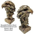 thumbnail image 3 of Urbalabs Carved Wood Look Bald Eagle 8 Inch Statues and Sculptures Bust American Eagle Statue Bronze Finish Large Cabin Home Western Patriotic Decor USA Freedom Flag Eagles Sculptures Figurines, 3 of 7