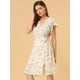thumbnail image 4 of Vestido A Media Pierna Allegra K Con Cuello En V Y Manga Flutter Boho Floral Beige-Albaricoque XL, 4 of 6