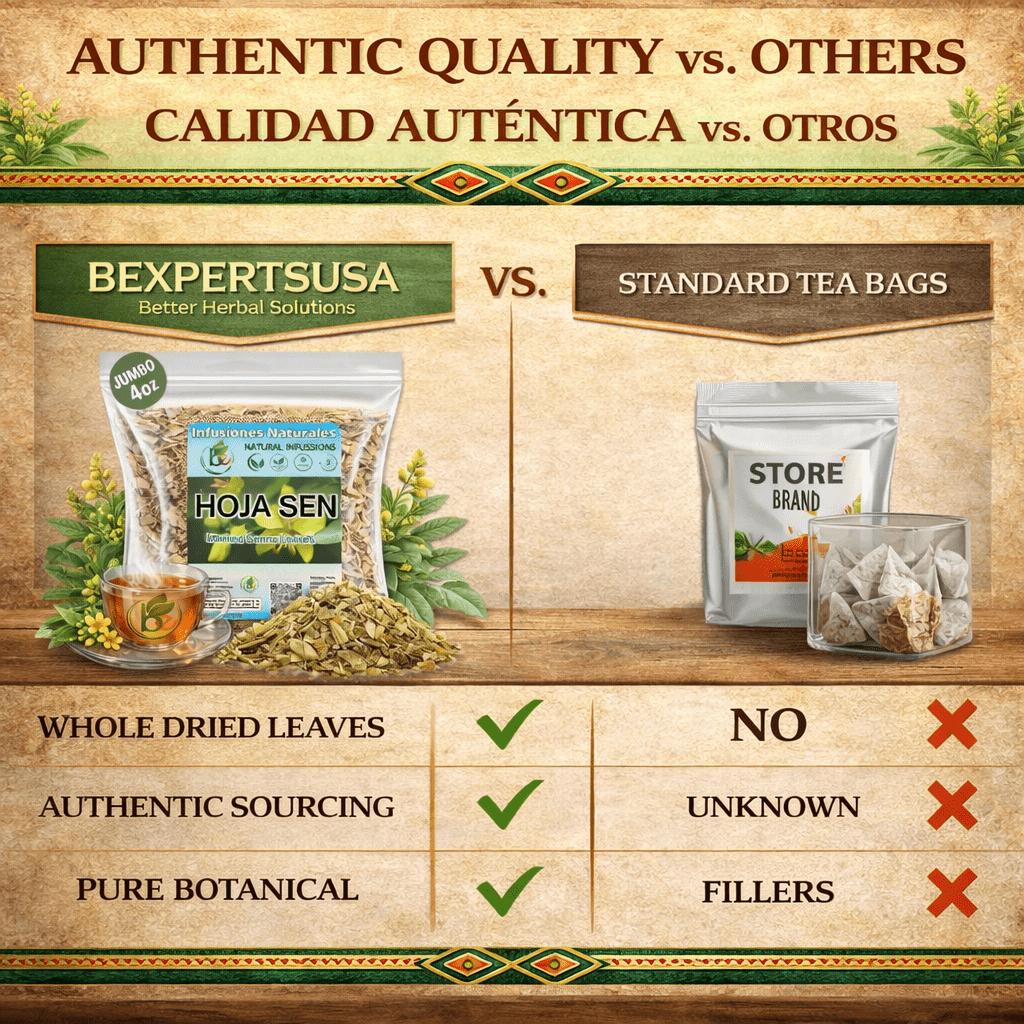 Hoja de Sen Té (Senna Leaf Tea Natural) Net Wt. 4 oz (113g) - 100% Natural, Vegan